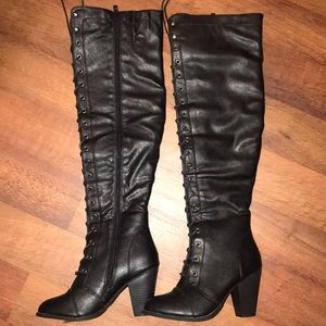Knee high lace up boots